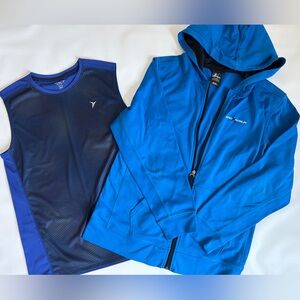 Boys size 14 zip up hoodie and muscle tank top